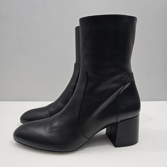 Stuart Weitzman Flareblock 60 Ankle Boot Womens 10 Black Leather Zip Block Heel - Picture 15 of 15